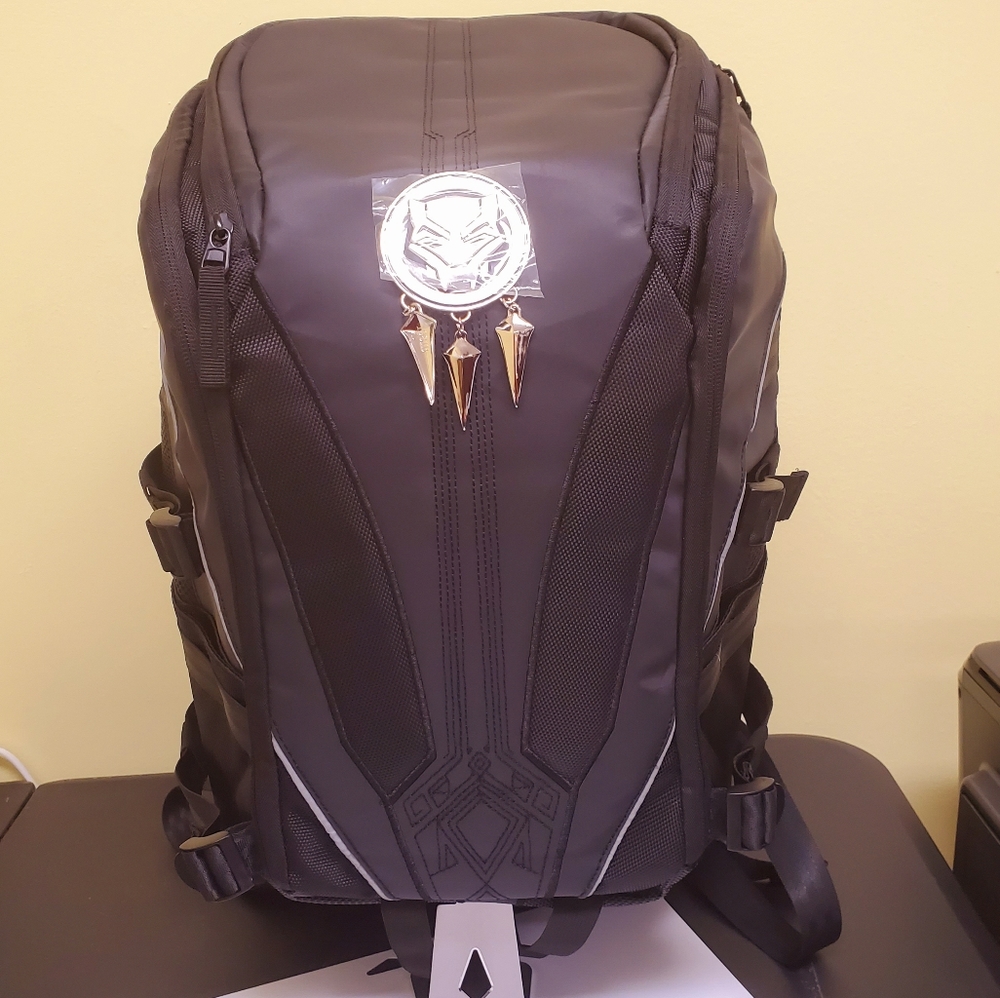 Black Panther Mixed Material Laptop Backpack